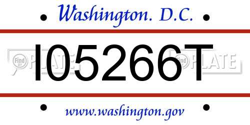 I05266T District Of Columbia License Plate
