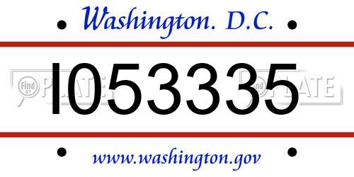 I053335 District Of Columbia License Plate