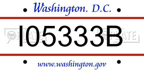 I05333B District Of Columbia License Plate