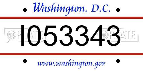 I053343 District Of Columbia License Plate