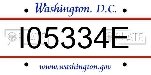I05334E District Of Columbia License Plate