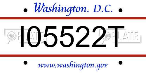 I05522T District Of Columbia License Plate