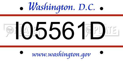 I05561D District Of Columbia License Plate