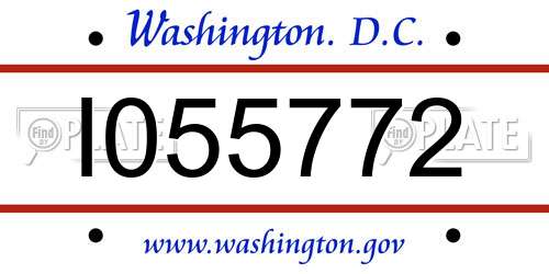 I055772 District Of Columbia License Plate