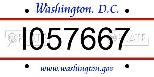 I057667 District Of Columbia License Plate