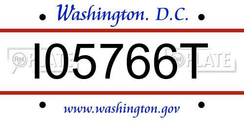 I05766T District Of Columbia License Plate