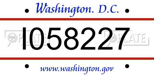 I058227 District Of Columbia License Plate