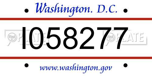 I058277 District Of Columbia License Plate