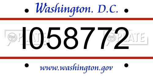 I058772 District Of Columbia License Plate