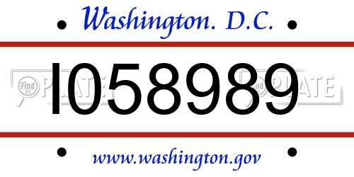 I058989 District Of Columbia License Plate