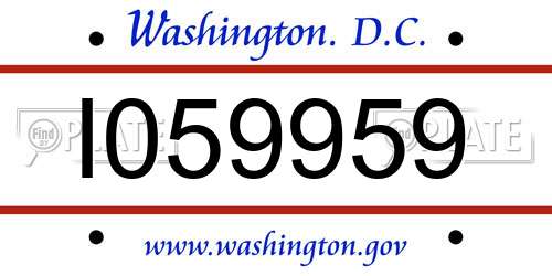 I059959 District Of Columbia License Plate