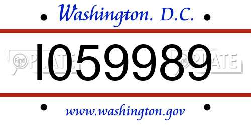 I059989 District Of Columbia License Plate
