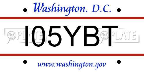 I05YBT District Of Columbia License Plate