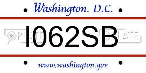 I062SB District Of Columbia License Plate