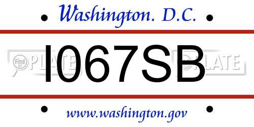 I067SB District Of Columbia License Plate