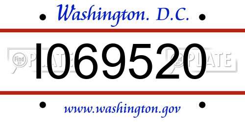 I069520 District Of Columbia License Plate