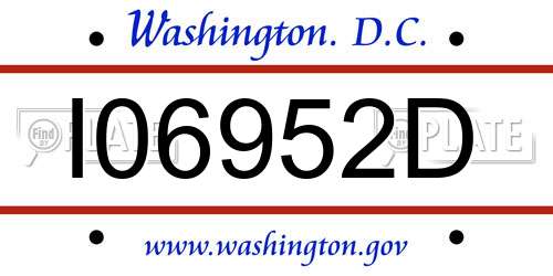 I06952D District Of Columbia License Plate