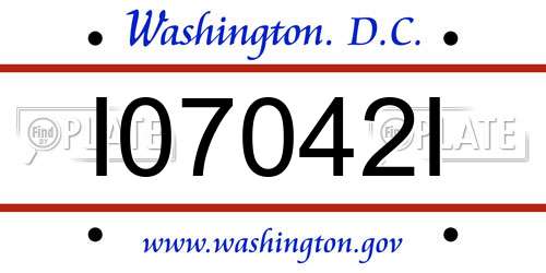 I07042I District Of Columbia License Plate