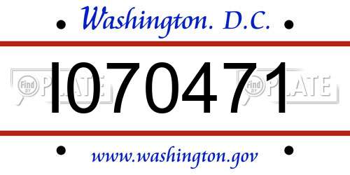 I070471 District Of Columbia License Plate