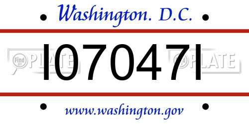 I07047I District Of Columbia License Plate