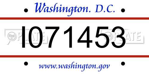 I071453 District Of Columbia License Plate
