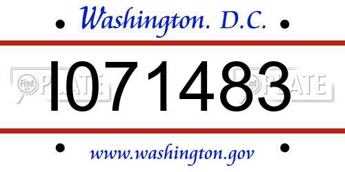 I071483 District Of Columbia License Plate