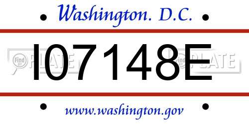 I07148E District Of Columbia License Plate