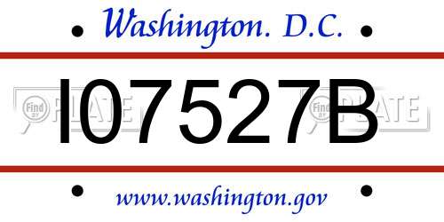 I07527B District Of Columbia License Plate