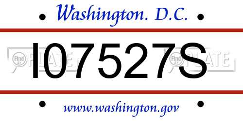 I07527S District Of Columbia License Plate