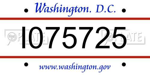 I075725 District Of Columbia License Plate