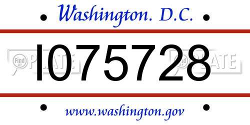 I075728 District Of Columbia License Plate