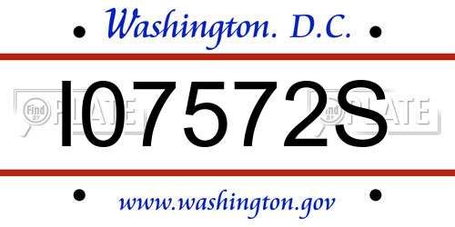 I07572S District Of Columbia License Plate