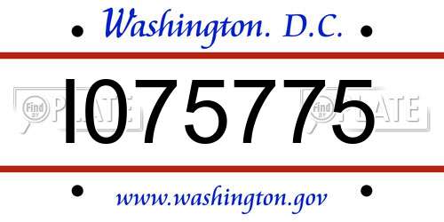 I075775 District Of Columbia License Plate