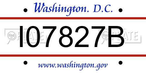 I07827B District Of Columbia License Plate