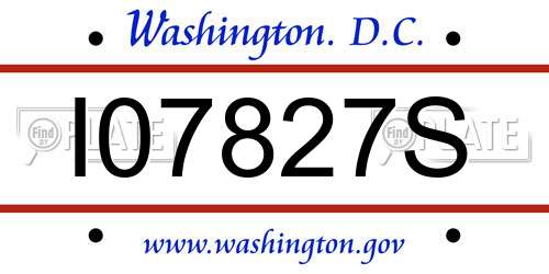 I07827S District Of Columbia License Plate