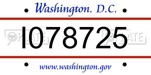 I078725 District Of Columbia License Plate