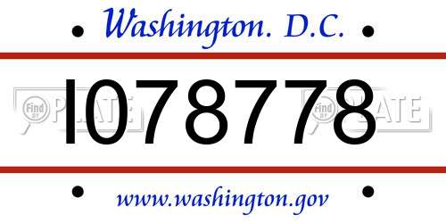 I078778 District Of Columbia License Plate