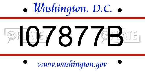 I07877B District Of Columbia License Plate