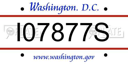 I07877S District Of Columbia License Plate