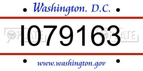 I079163 District Of Columbia License Plate