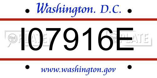 I07916E District Of Columbia License Plate