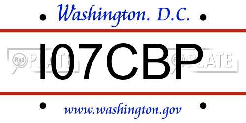 I07CBP District Of Columbia License Plate