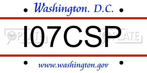 I07CSP District Of Columbia License Plate