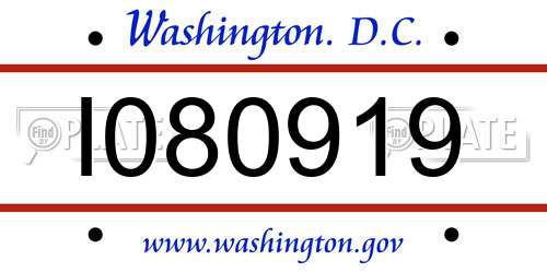 I080919 District Of Columbia License Plate