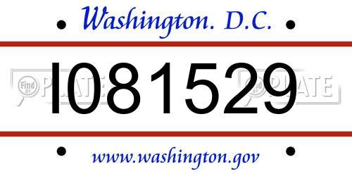 I081529 District Of Columbia License Plate