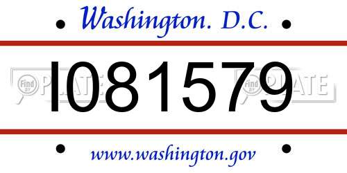 I081579 District Of Columbia License Plate