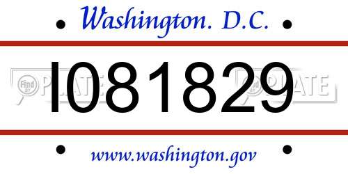 I081829 District Of Columbia License Plate