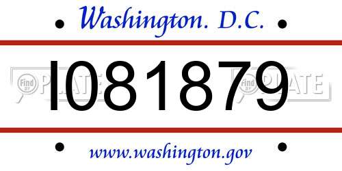 I081879 District Of Columbia License Plate