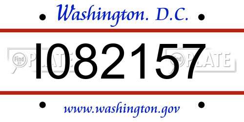 I082157 District Of Columbia License Plate