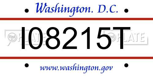 I08215T District Of Columbia License Plate